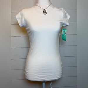 Halogen White Short Sleeve Tee Size Small 100% Cotton NWT